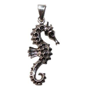 Sterling Silver Seahorse Pendant Necklace - Silver